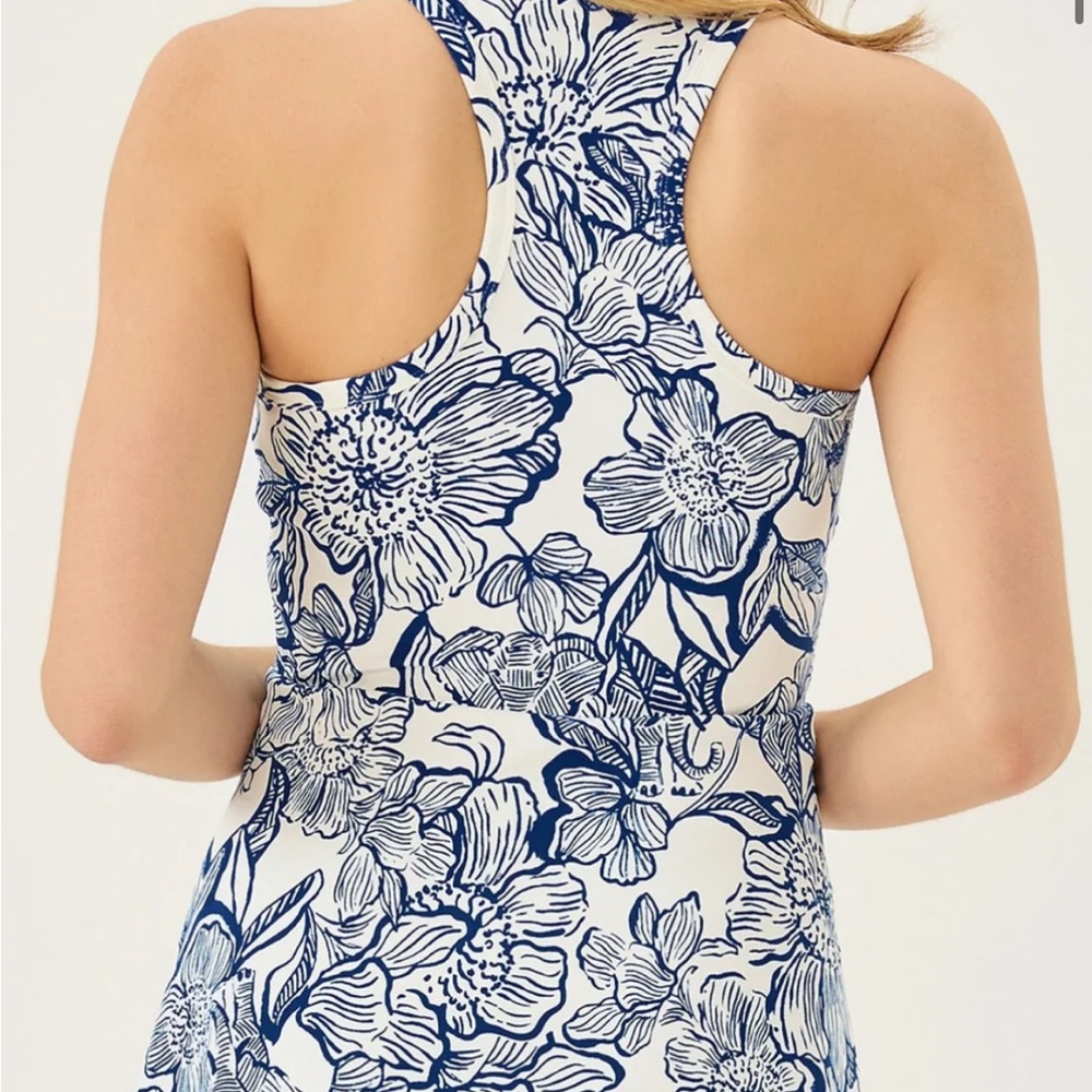 Lilly Pulitzer Navy and White Floral Tank Dress - Picture 2 of 3